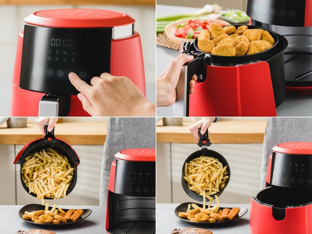 Fritéza Delimano Air fryer Touch, červená