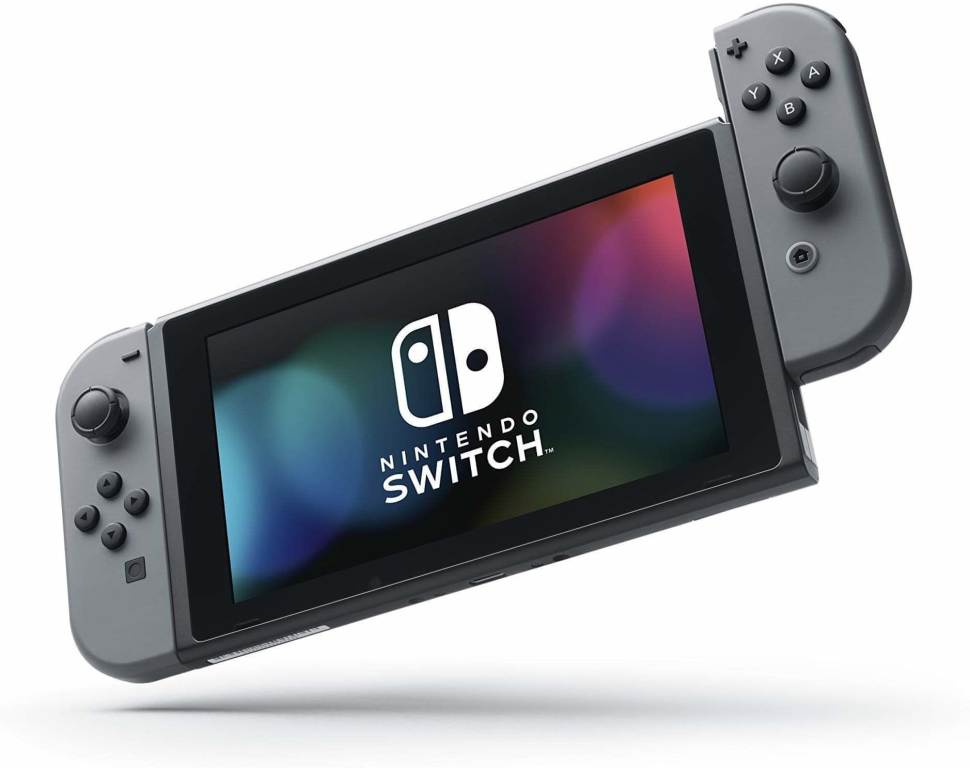 Nintendo Switch console with grey Joy-Con V2