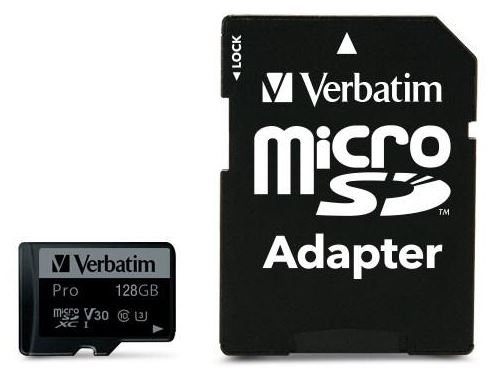 VERBATIM Pro microSDXC 128GB UHS-I V30 U3 + SD adaptér