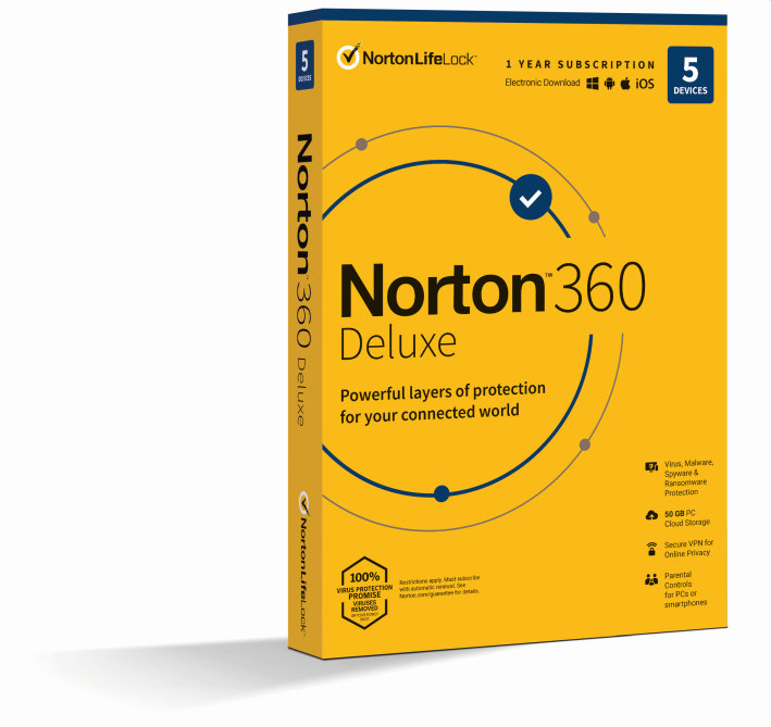 Norton 360 Deluxe 50GB, 1 uživatel, 5 zařízení (21415000)