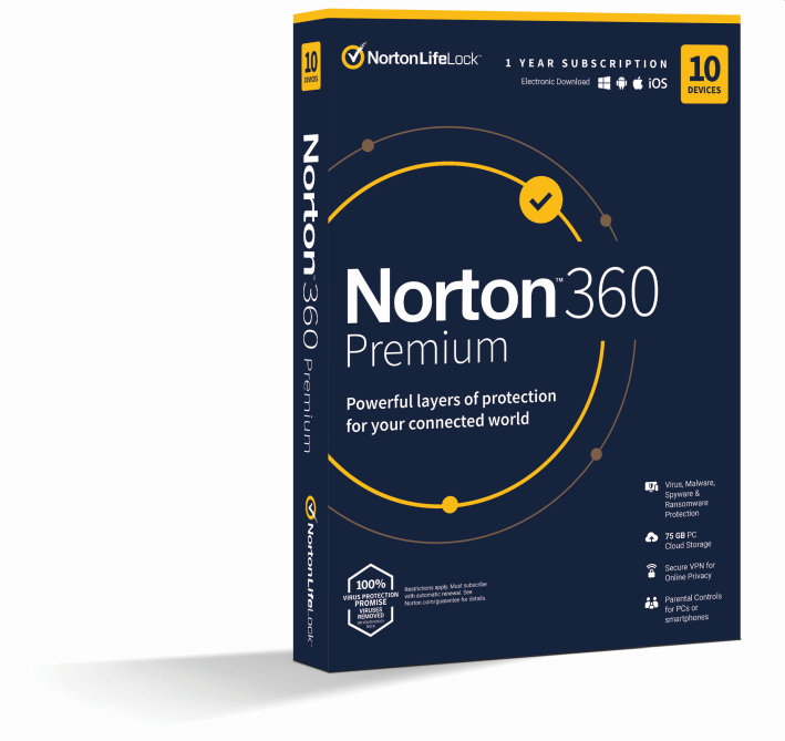 Norton 360 Premium 75GB, 1 uživatel, 10 zařízení (21416695)