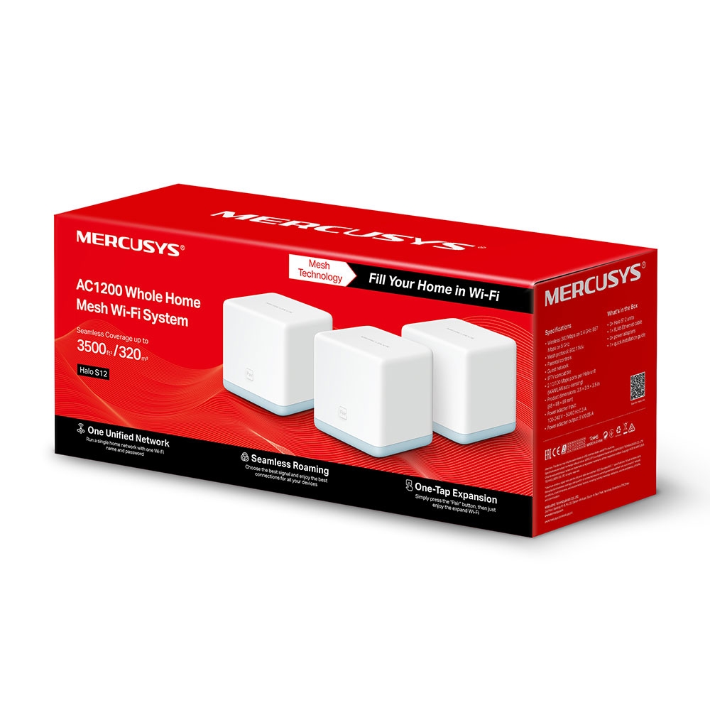 Mercusys HALOS122PACk Home Mesh WiFi systém Halo S12(3-pack)
