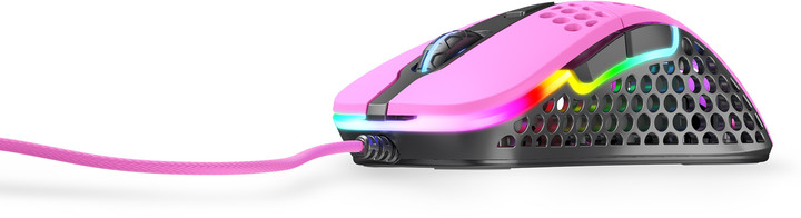 Herní myš Xtrfy M4 RGB, 16 000 dpi, růžová