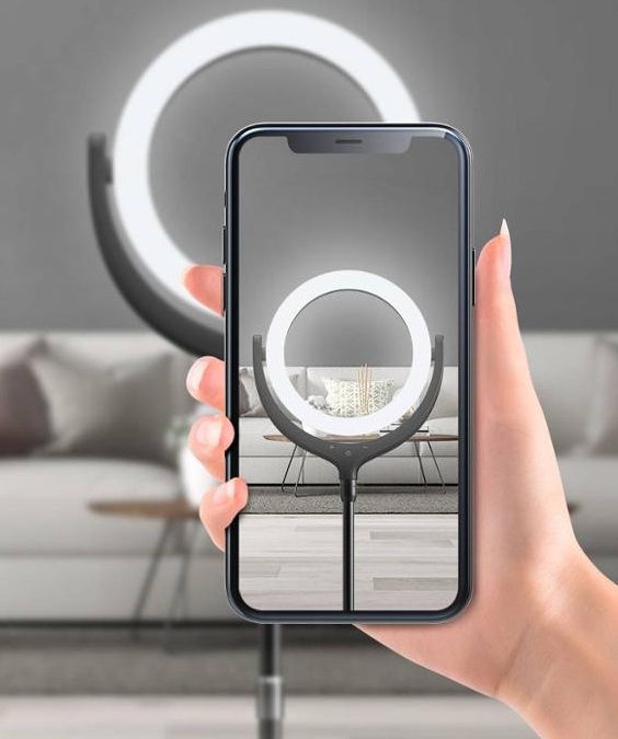 Univerzální selfie stojan se světelným prstencem Devia 8", černý