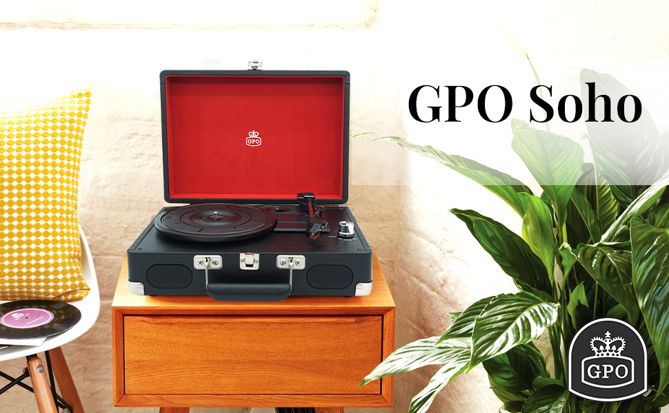 Gramofon GPO Soho V2, černo-stříbrný