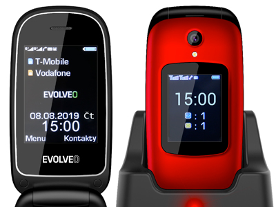 Tlačítkový telefon Evolveo EasyPhone FD, véčko, červená