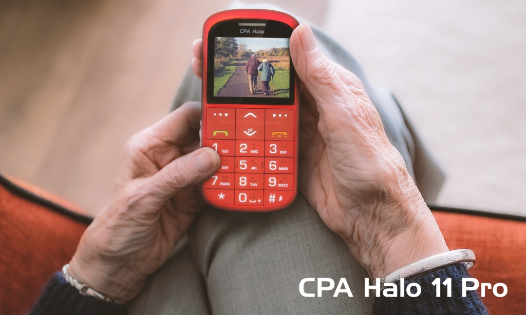 Tlačítkový telefon pro seniory CPA Halo 11 Pro, červená