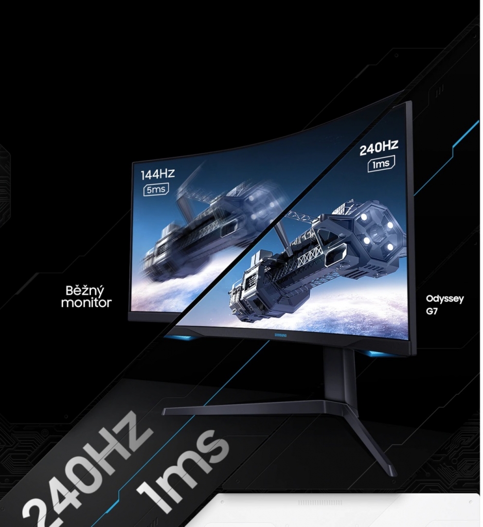 Monitor Samsung Odyssey G7, 27 ", VA, QLED, 1ms, 240Hz, DP, HDMI