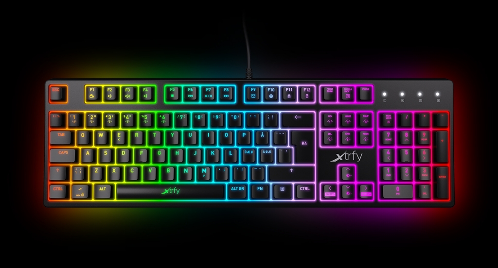 Herní klávesnice Xtrfy RGB K4, US layout, podsvícená, černá