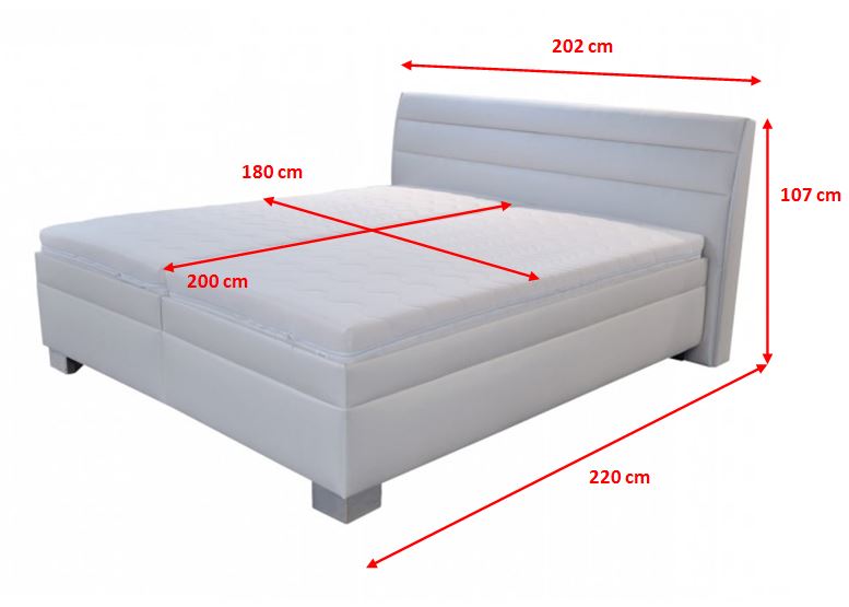 Čalouněná postel Vernon - rozměry
