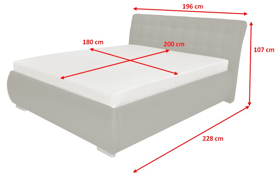 Čalouněná postel Tobago - rozměry
