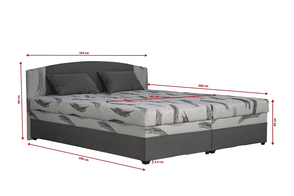 Čalouněná postel Kappa - rozměry