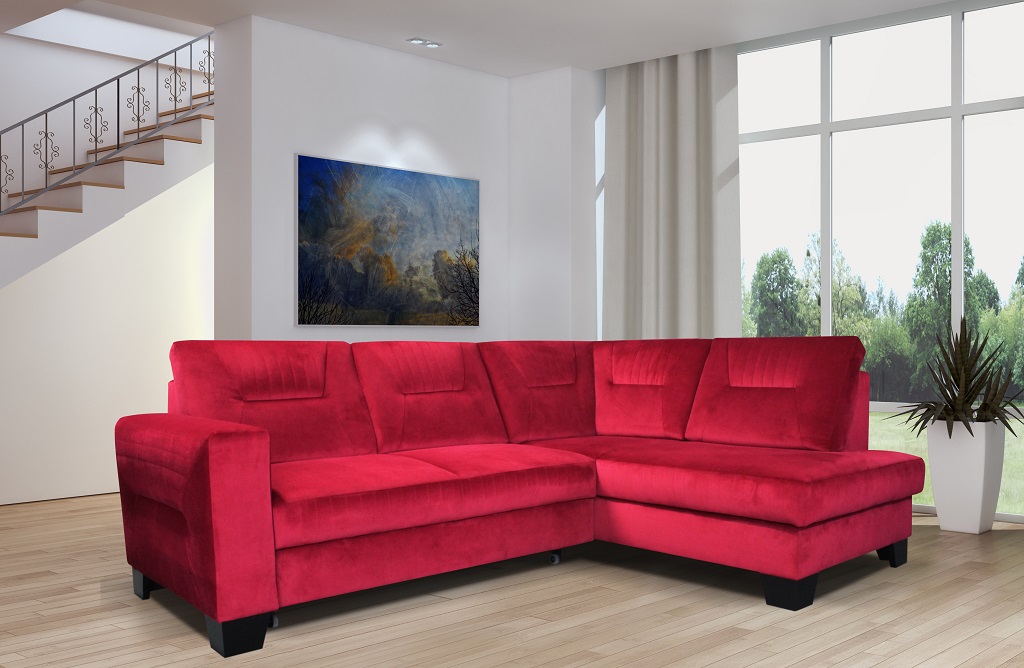 Červená sedačka Massa v obývačke