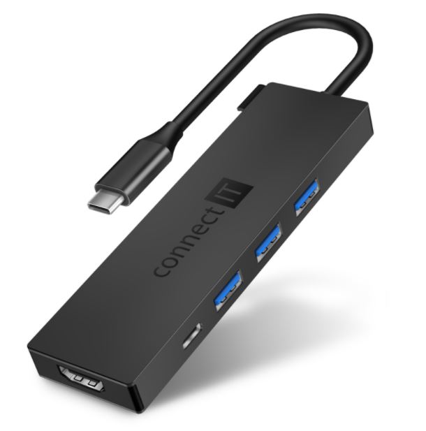 Hub Connect IT CHU-8010-AN, 5v1 (USB-C, 3xUSB-A, HDMI)