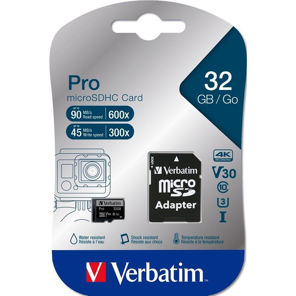 VERBATIM Pre microSDHC 32GB UHS-I V30 U3 + SD adaptér
