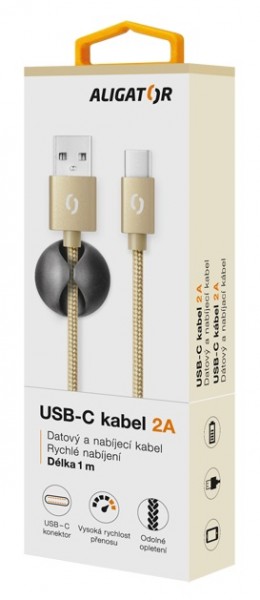 Aligator Premium USB-C kábel v zlatej farbe