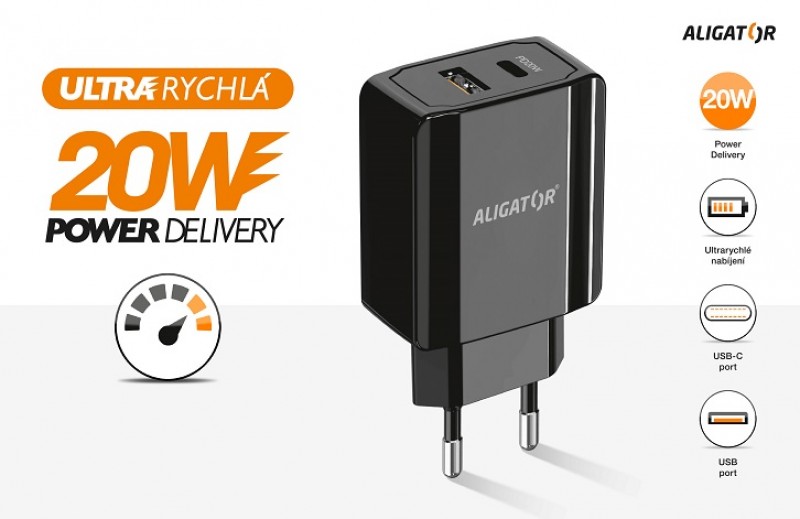 Múdra sieťová nabíjačka Aligator Power Delivery 20W