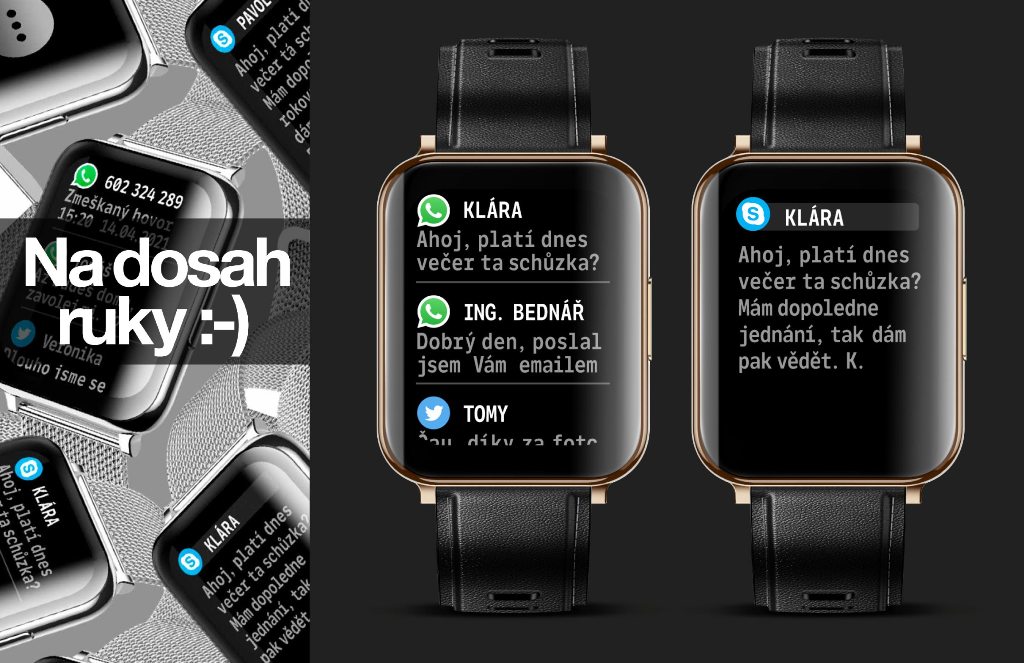 Smart hodinky Aligator Watch Life, 3x remienok, zlatéUpozornenia na hovory a SMS
