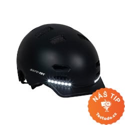 Smart helma SafeTec, M, LED svetlá, stereo reproduktory, čierna
