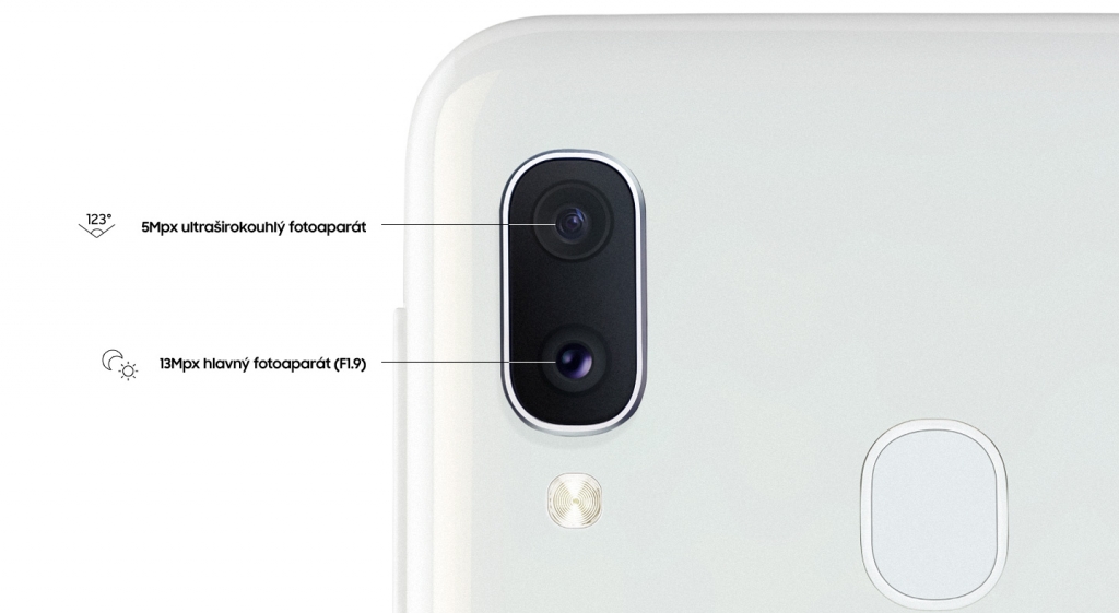 Detail zadného fotoaparátu Samsung Galaxy A20e