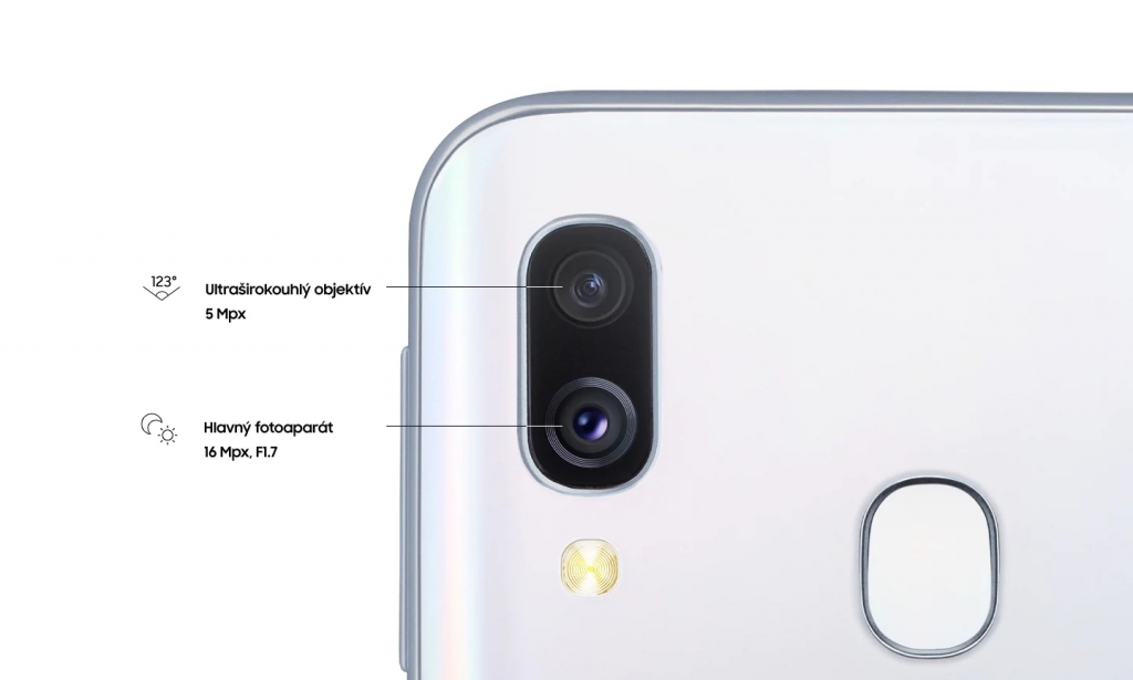 Samsung Galaxy A40 - detail fotoaparátu