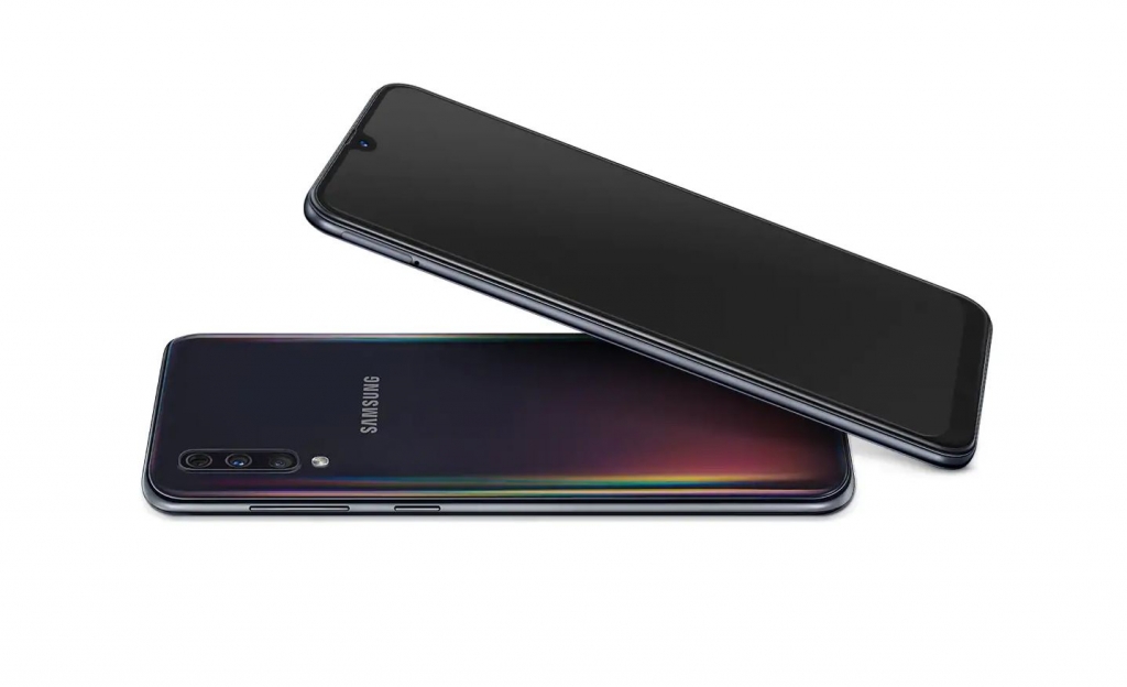 Samsung Galaxy A50 - detail prednej a zadnej časti mobilného telefónu