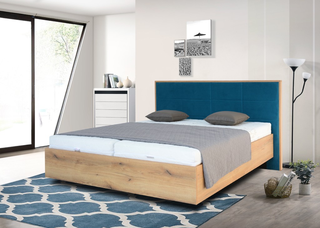 Dřevěná postel Leticia v interiéru