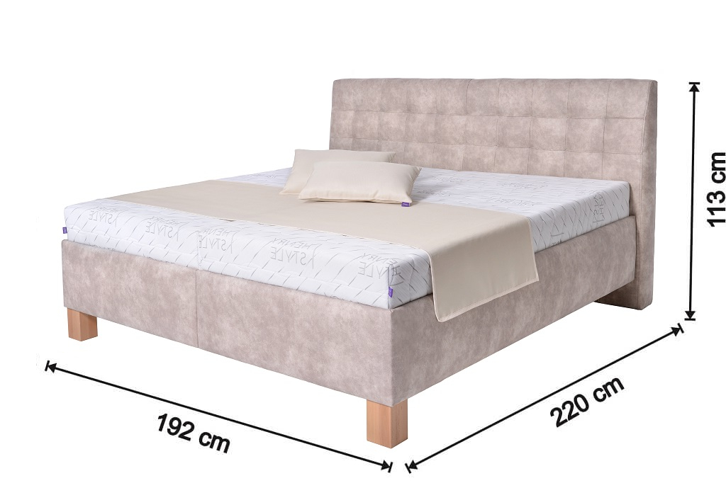 Čalouněná postel Victoria - nákres s rozměry