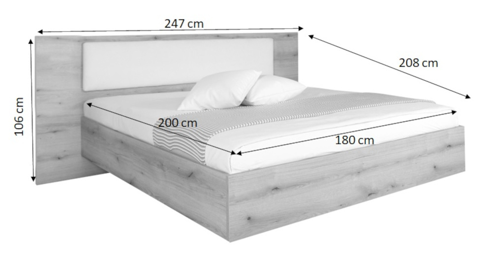 Drevená posteľ Kodok s čalúneným čelom rozmery