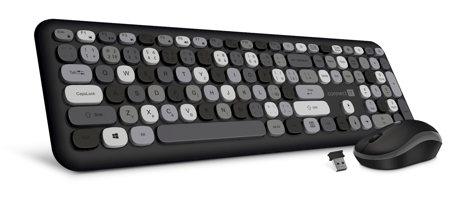 Bezdrátová klávesnice + myš, Combo CONNECT IT FASHION, černá