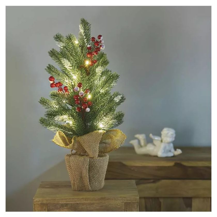 LED vianočný stromček, 52 cm, 3x AA, vnútorná, teplá biela