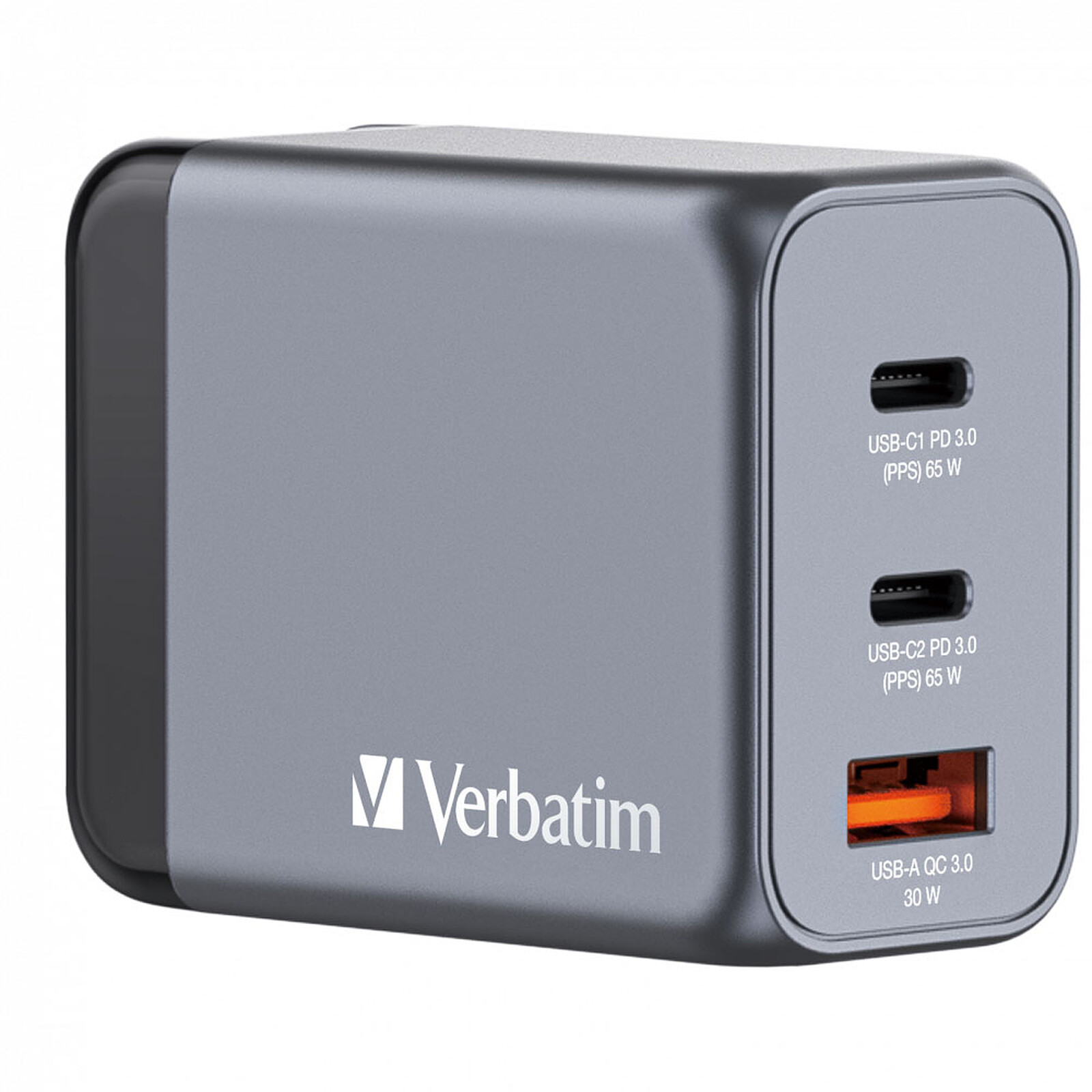 GaN nabíjačka Verbatim 65W, 2xUSB-C PD/USB-A QC 3.0