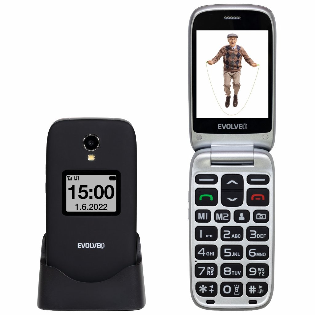Vyklápěcí tlačítkový telefon Evolveo EasyPhone FS