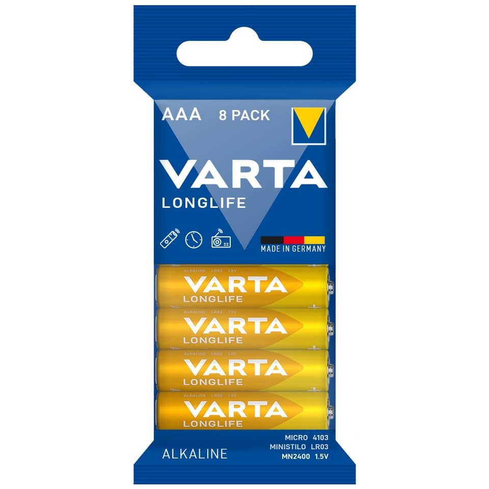 Alkalické baterie Varta longlife AAA 8 ks