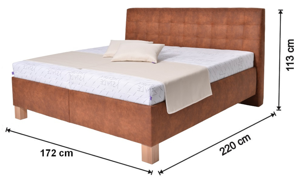 Čalúnená posteľ Victoria - nákres s rozmermi