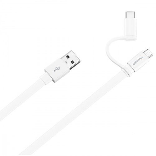 2v1 Kabel Huawei Micro USB/USB Typ C na USB, 1,5m, bílá