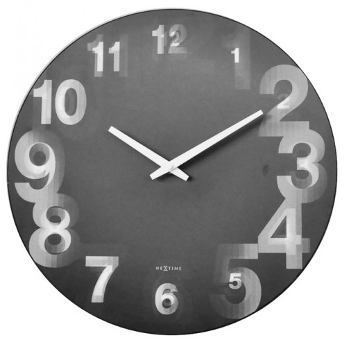 3D - hodiny, nástěnné, kulaté (tvrzený plast, černé)