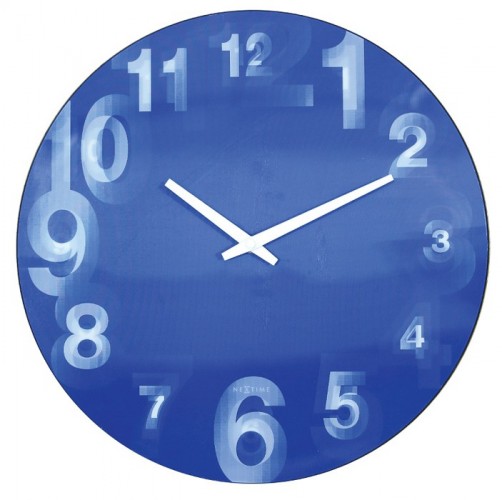 3D  - hodiny, nástěnné, kulaté (tvrzený plast, modré)