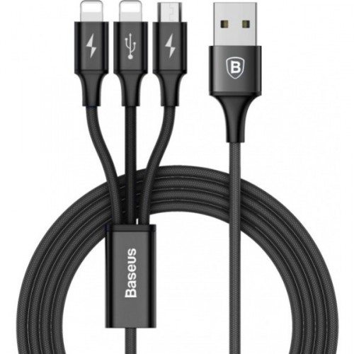 3v1 kabel Baseus Micro USB + 2x Lightning na USB, 3A, 1,2m OBAL P