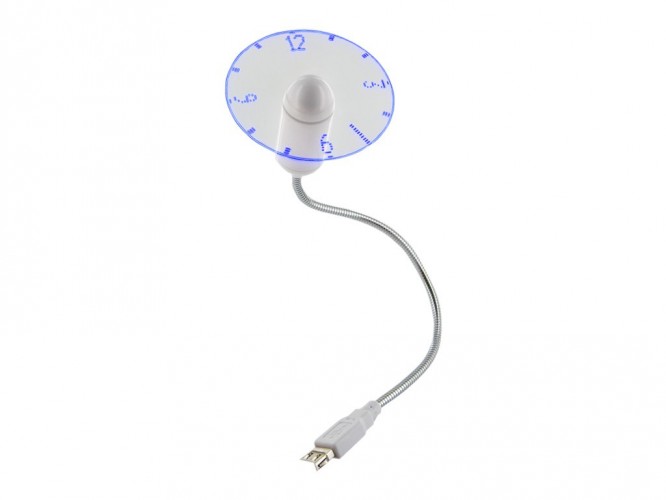4World USB ventilátor Clock,flexibilní rameno,stříbro