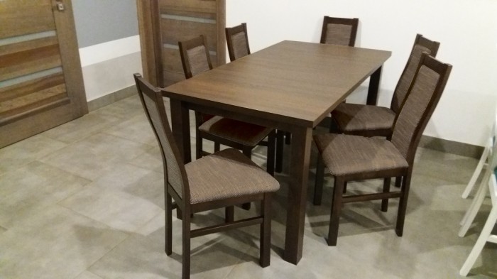 Agáta - Set 6x stolička, 1x stôl + rozklad (wenge/madryt 126)