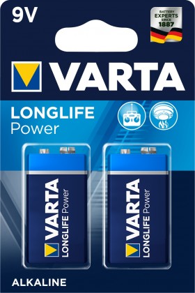 Alkalické baterie VARTA LONGLIFE Power 9V, 2ks