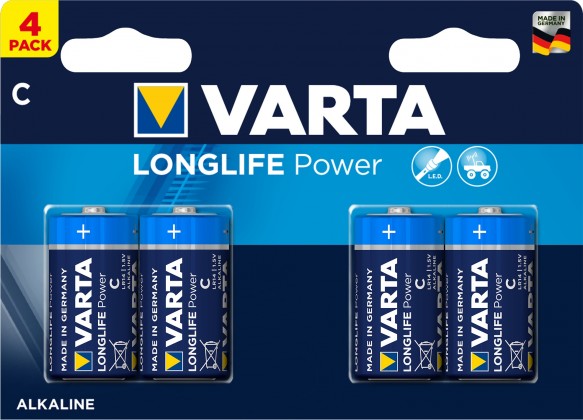Alkalické baterie VARTA LONGLIFE Power C, 4ks