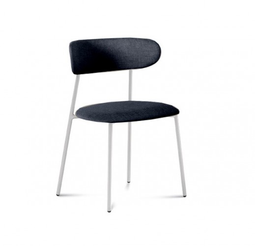 Anais - Jídelní židle (lak bílý matný, látka jeans)