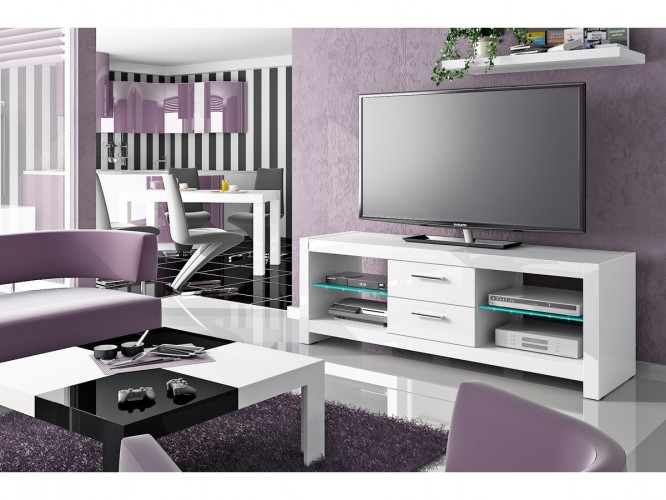 Andora - TV stolek (bílá vysoký lesk)