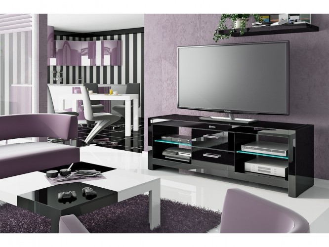 Andora - TV stolek (černá vysoký lesk)