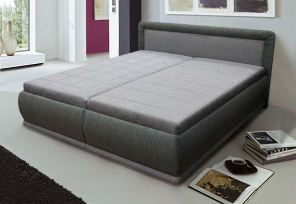 Čalouněná postel Harmonie 180x200 cm, šedá, s úložným prostorem