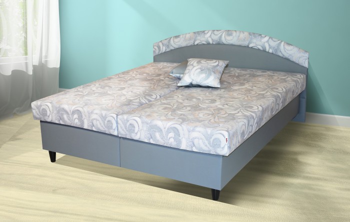 Čalúnená posteľ Corveta 180x200, šedá, vrát. matracov - II. akosť