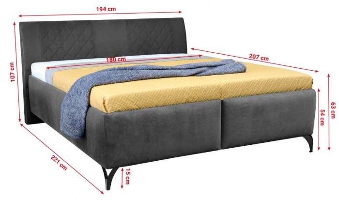 Čalúnená posteľ Melissa 180x200,vrátane matracov - II. akosť