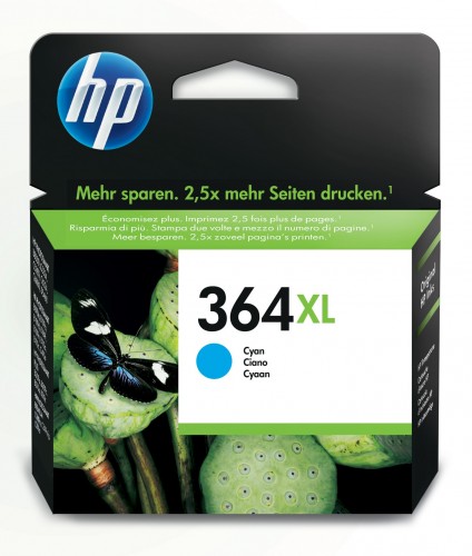 Cartridge HP CB323EE, 364XL, azúrová
